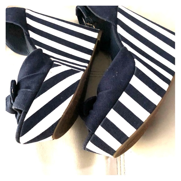 Jessica Simpson Shoes - Jessica Simpson blue & white striped wedges